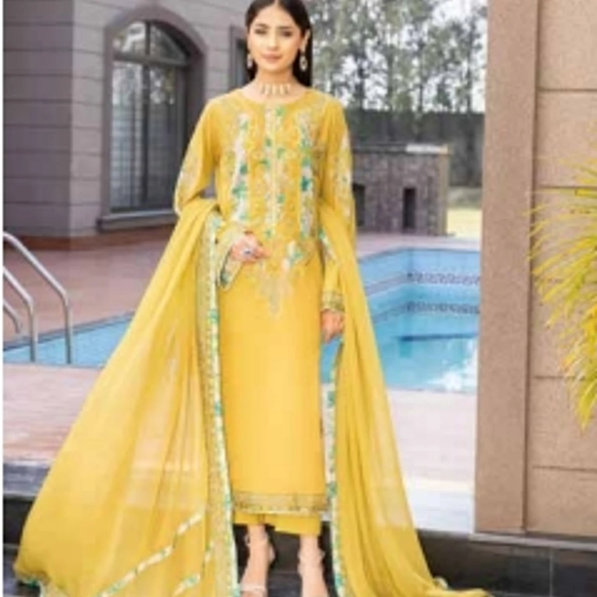 Most demanding Pakistani collection swiss miss Full Set Colour Guarantee-Master Yellow Colour WM028