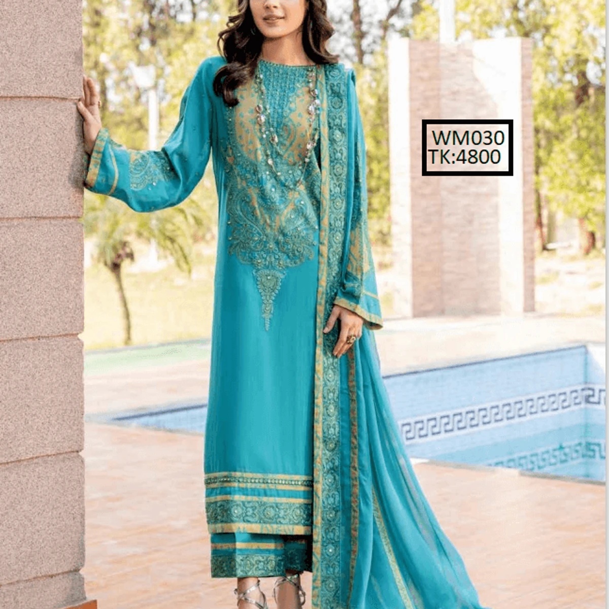 Most demanding Pakistani collection swiss miss Full Set Colour Guarantee-Lite Azaure Colour WM030