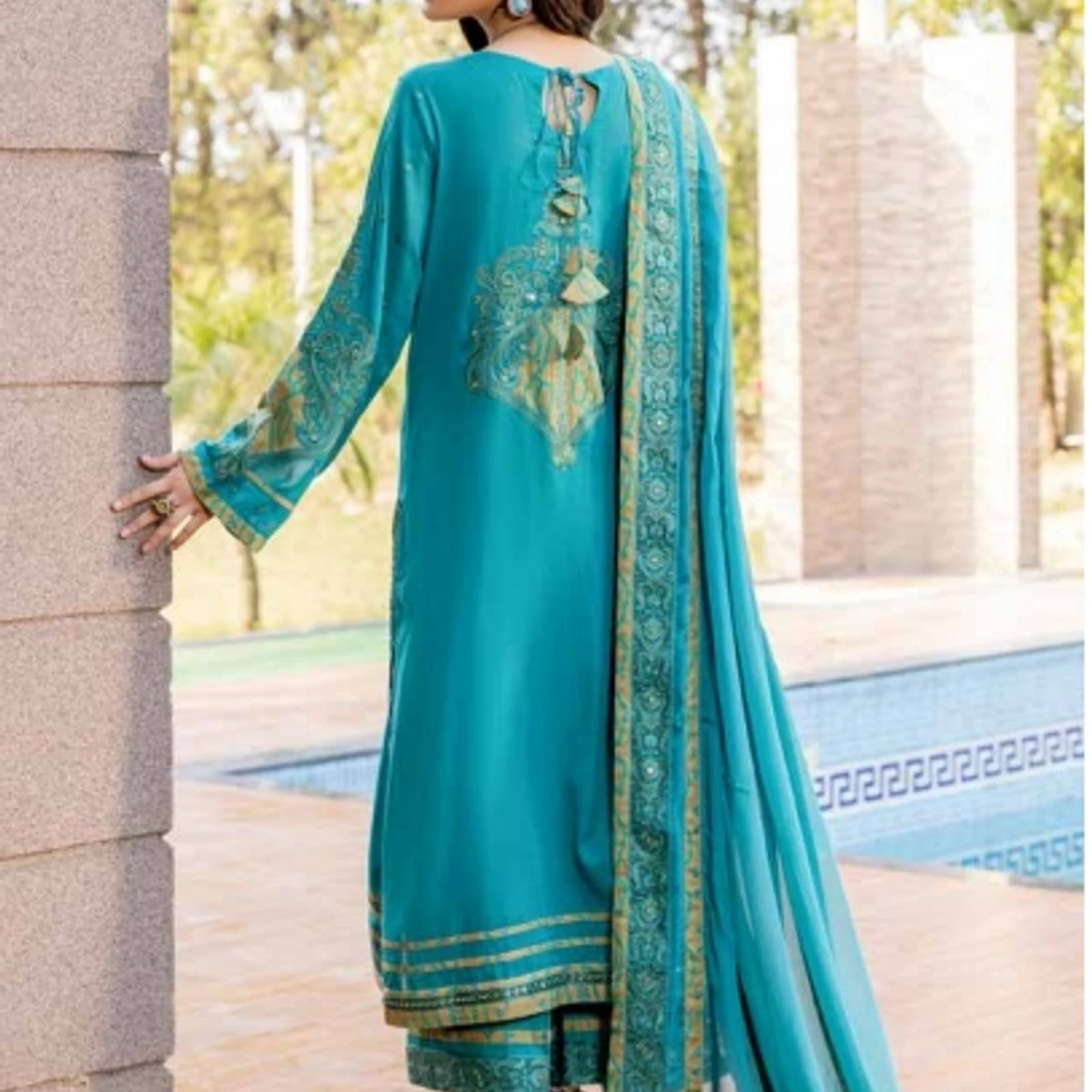 Most demanding Pakistani collection swiss miss Full Set Colour Guarantee-Lite Azaure Colour WM030