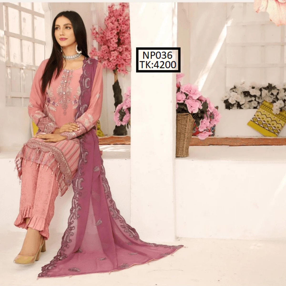 Most demanding Pakistani collection NOORS PAYEL Full Set Colour Guarantee Hot Pink Colour NP036
