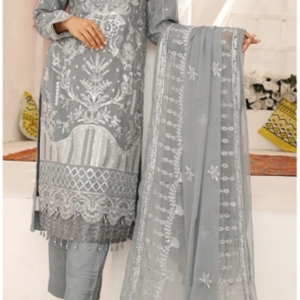 Most demanding Pakistani collection NOORS PAYEL Full Set Colour Guarantee Grey Colour NP037