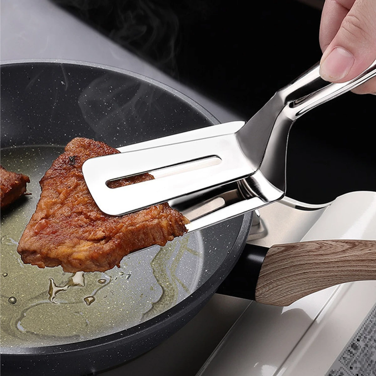 Household Frying Shovel Pancake Fried Fish Shovel Pizza Steak Clip Barbecue Grilling Tong Kitchen Clamp Cooking Tool